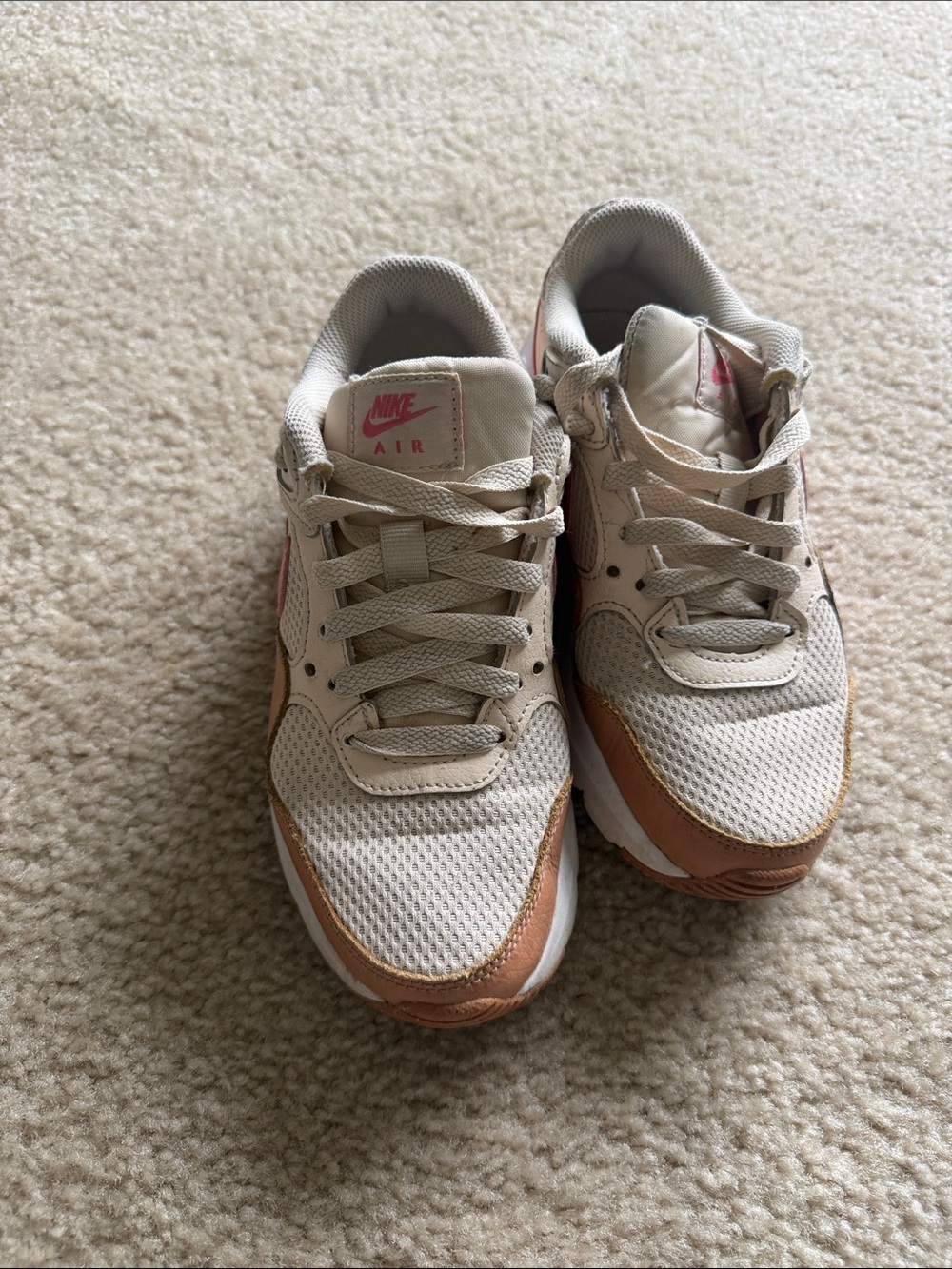 Nike Beige and Rose Gold Women's Air Sneakers